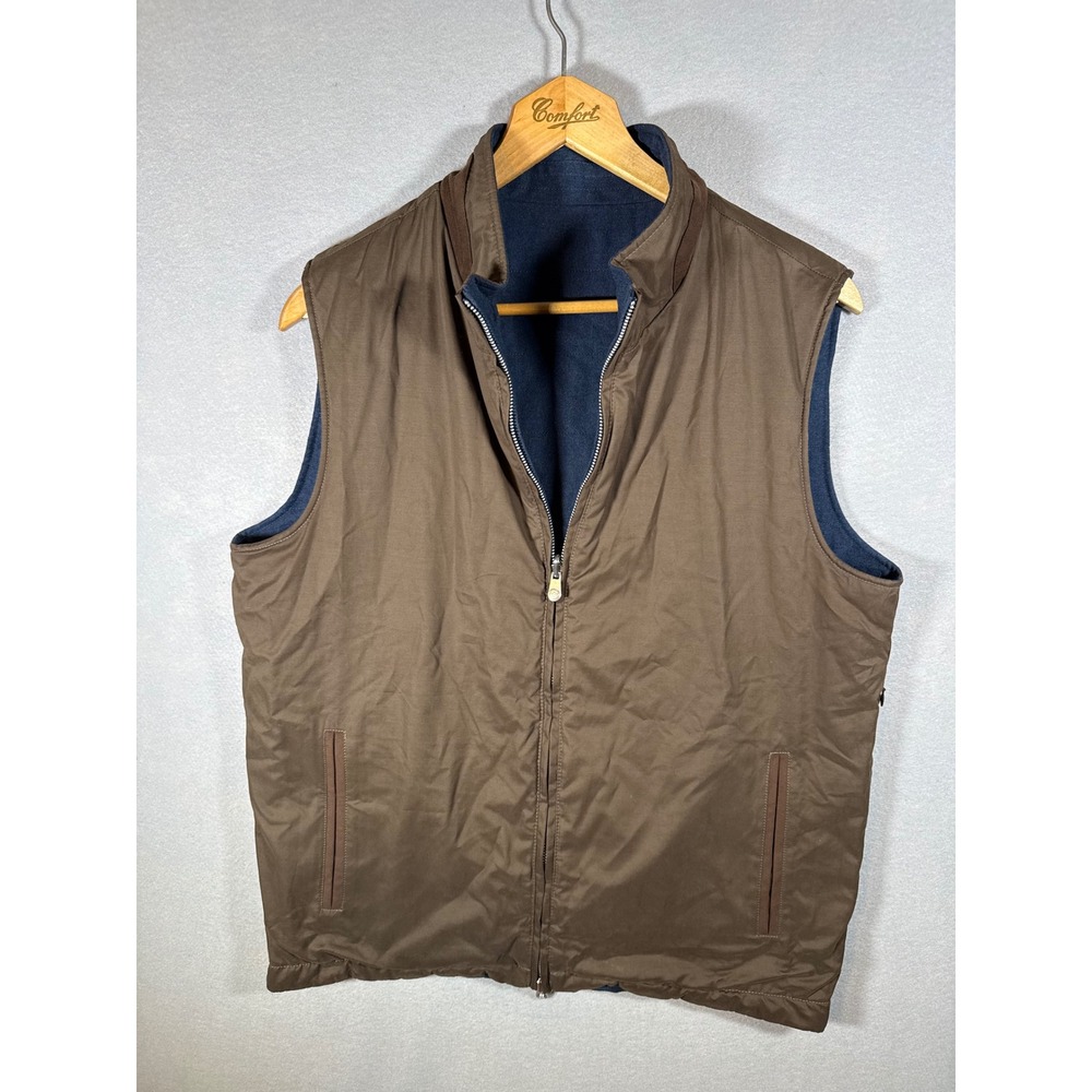Peter Millar Reversible Vest Brown Blue Full Zip MF20Z03 Mens Medium